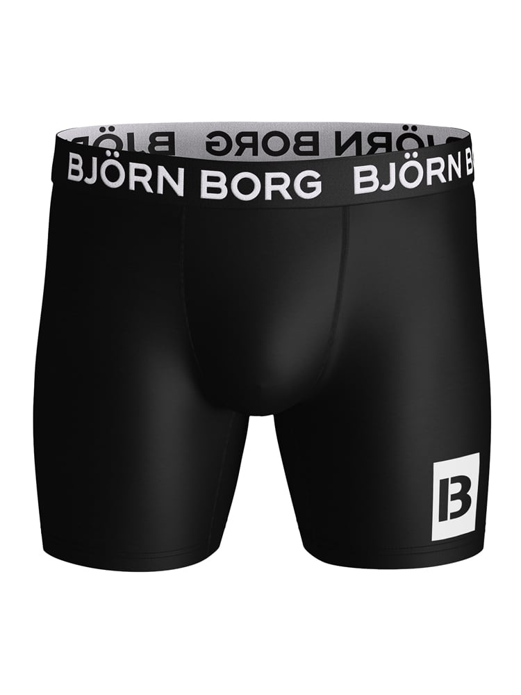 Björn Borg boxershorts Performance (2-pack) - microfiber - blauwe print en zwart uni - Maat: XL