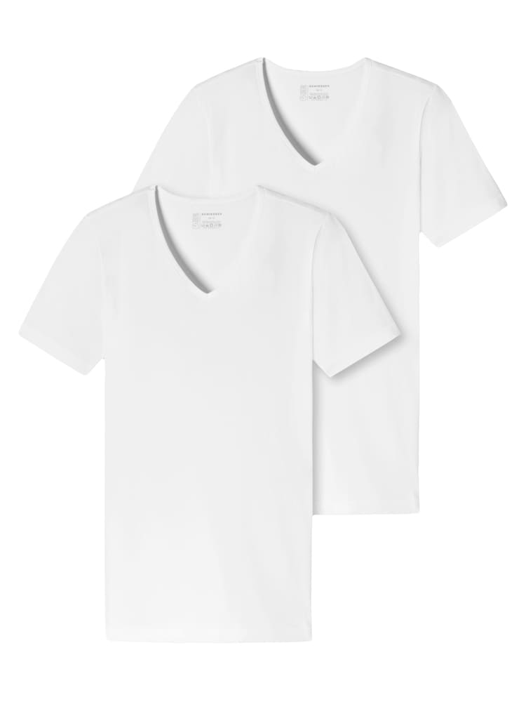 Schiesser 95 5 T shirt 1 2 V neck 2 pack wit