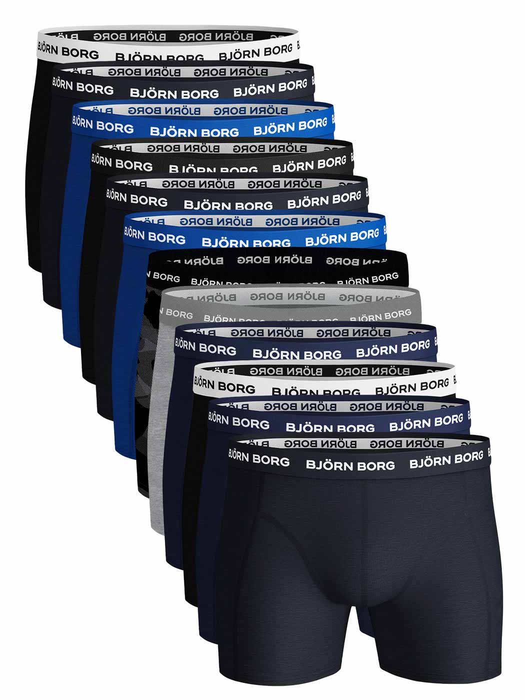 Björn Borg Boxershort Essentiel - Onderbroeken - Heren - 12 Stuks - Maat S - Blauw, Zwart & Grijs