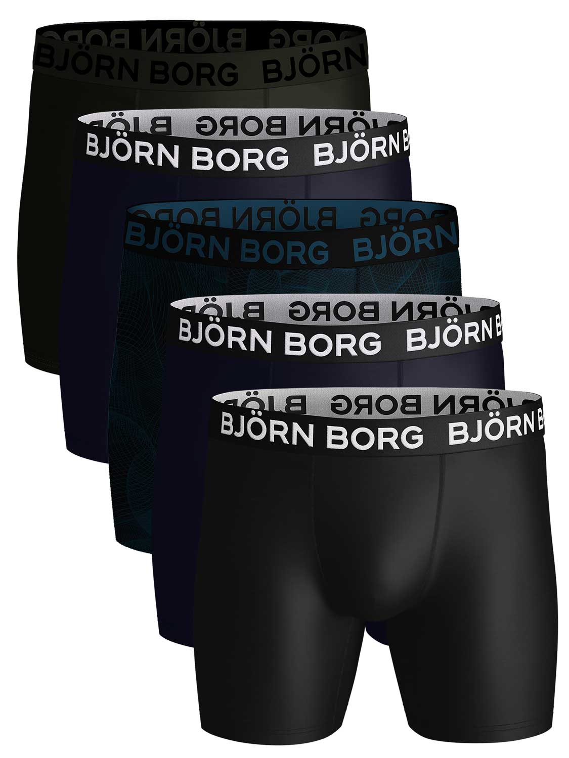 Björn Borg Performance boxers - microfiber heren boxers lange pijpen (5-pack) - multicolor - Maat: M