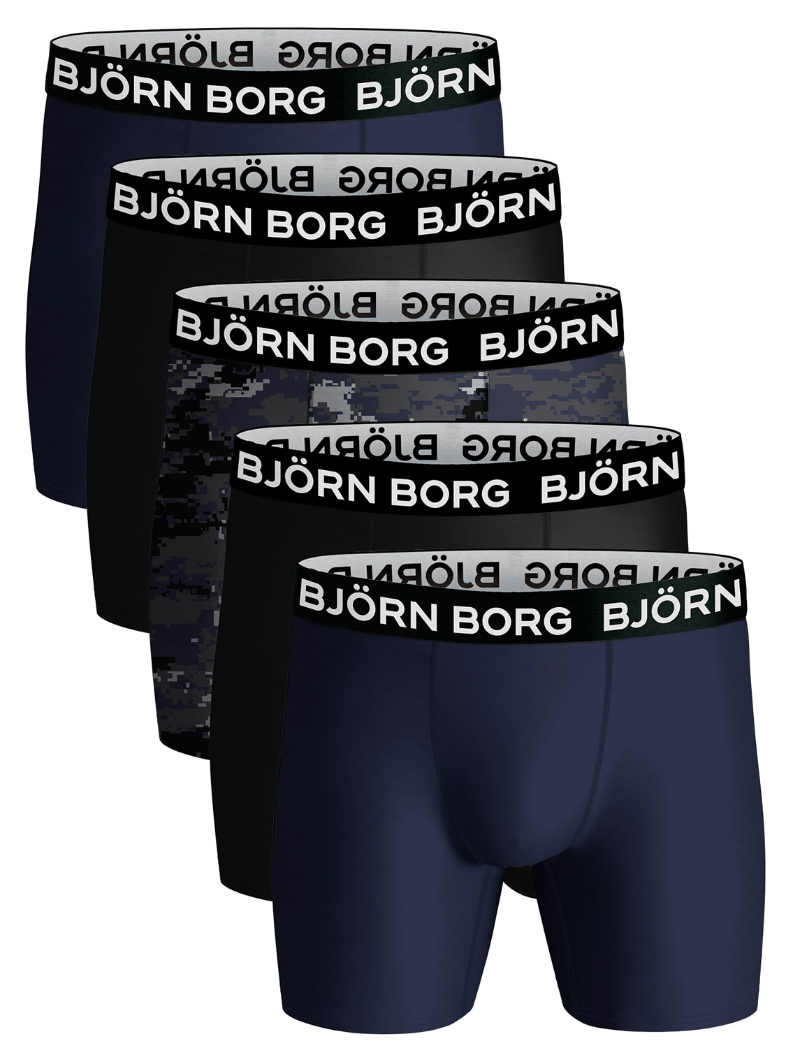 Björn Borg performance 5P boxers camo blauw & zwart - S