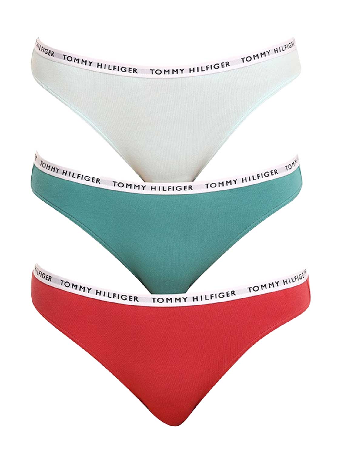 Tommy Hilfiger 3-pack bikini broekjes cranberry/aqua/saltwater green