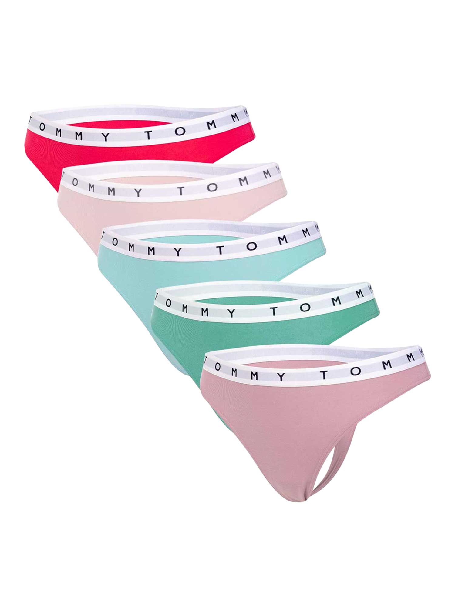 Tommy Hilfiger 5-pack dames strings green/pale/hot pink/aqua/rose