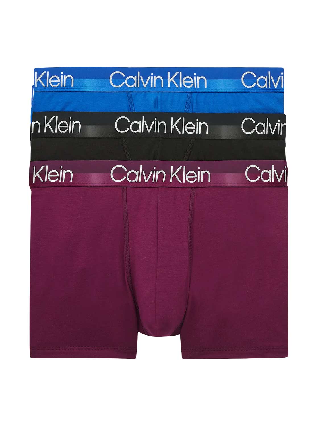 Calvin Klein trunks (3-pack) - heren boxers kort - kobalt blauw - paars en zwart -  Maat: M