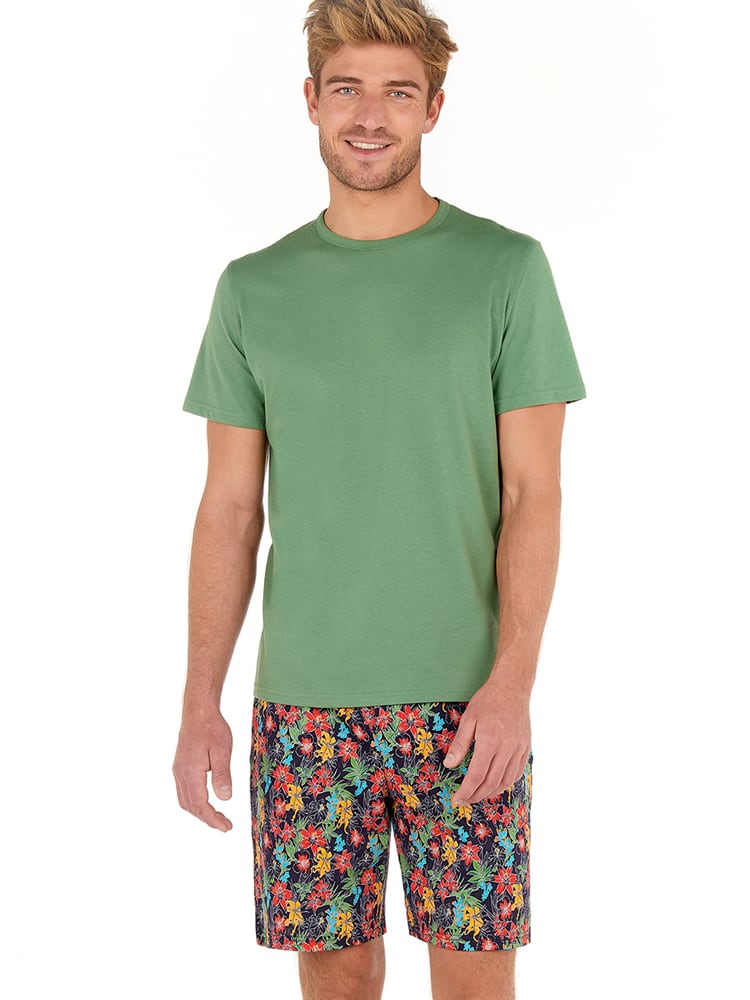 Hom Pyjama korte broek Groen/Kaki Katoen L
