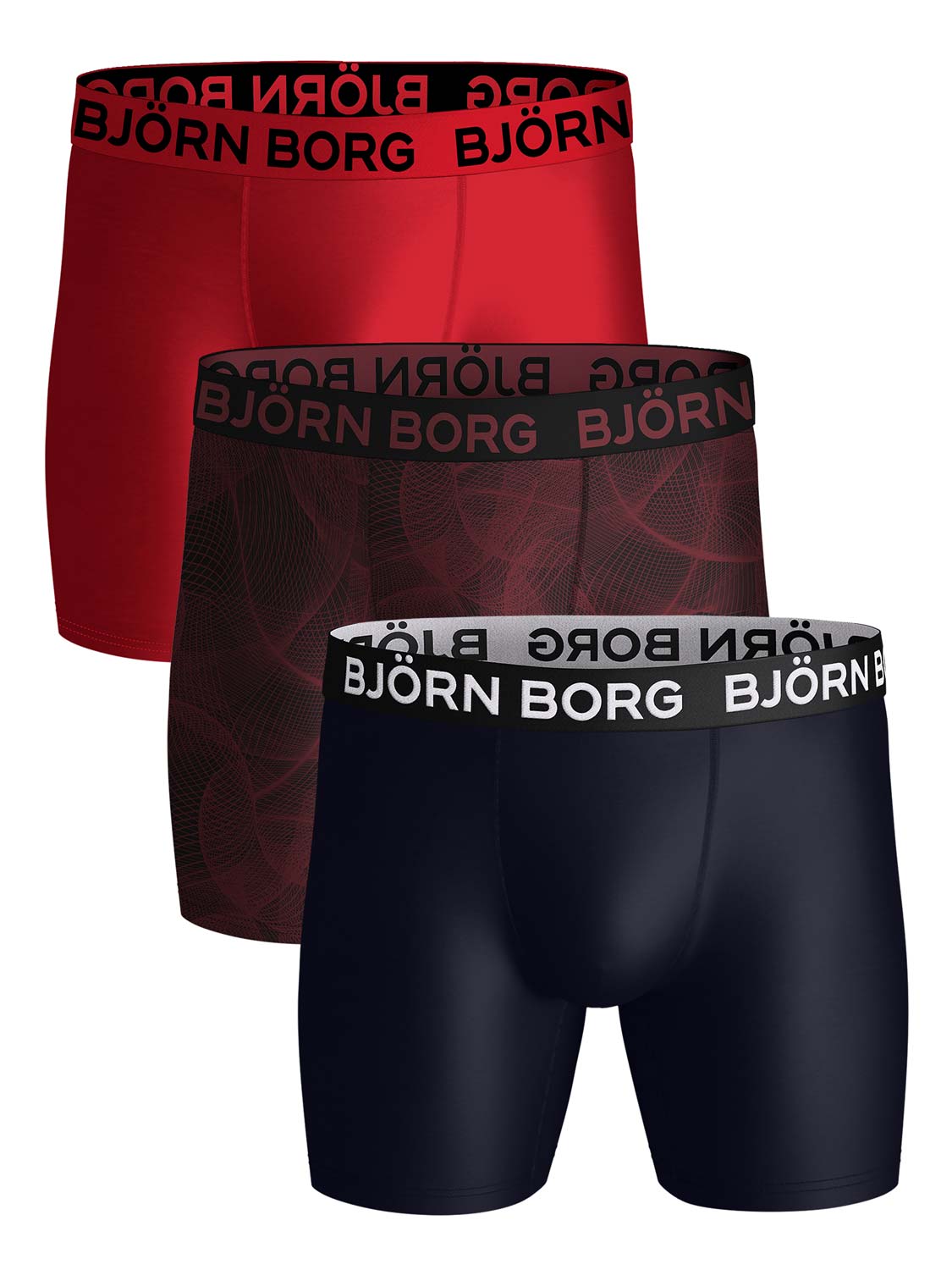 Björn Borg Performance boxers - microfiber heren boxers lange pijpen (3-pack) - multicolor - Maat: L