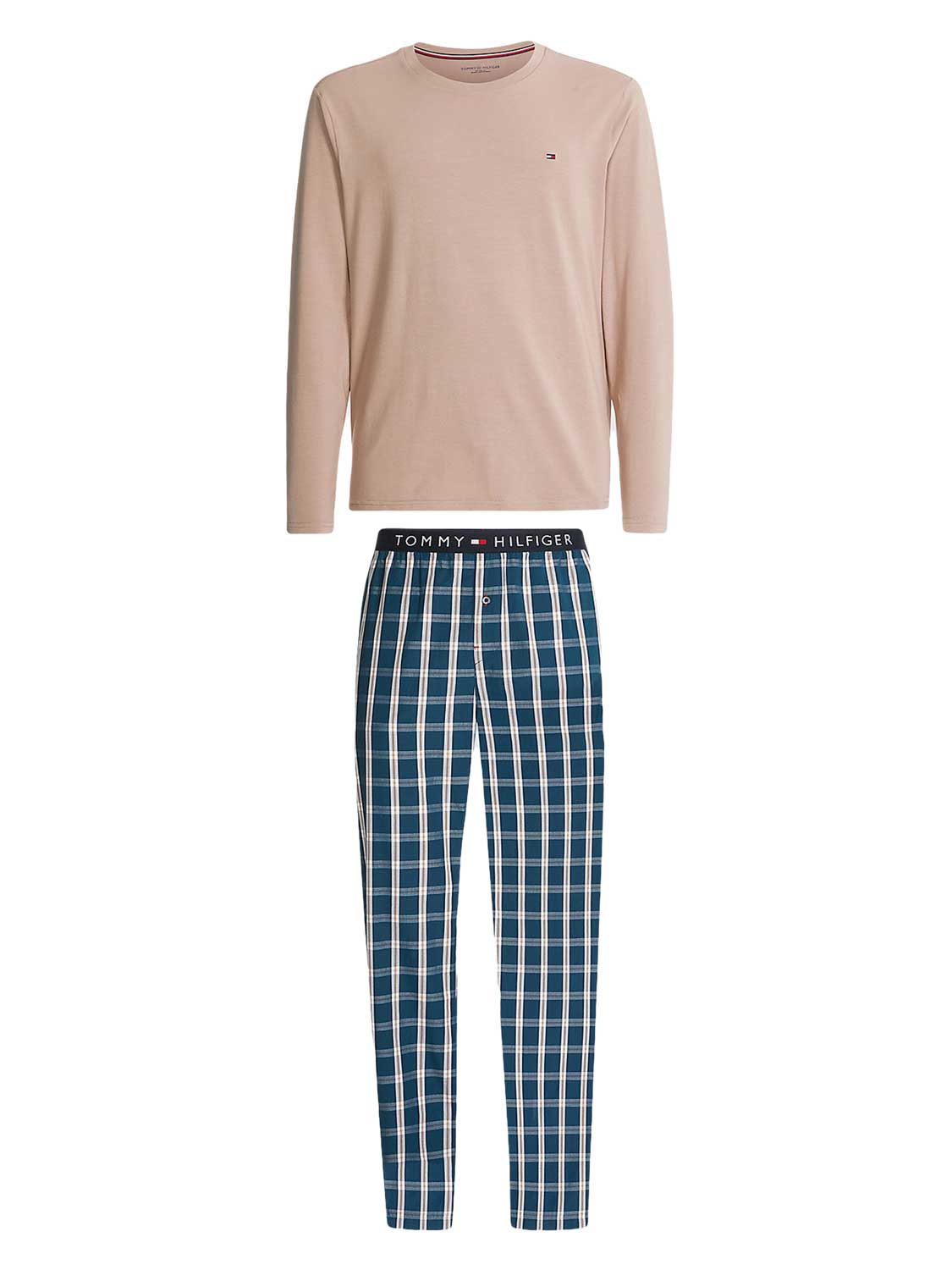 Tommy Hilfiger Pyjama lange broek 'Blue'/'Brown' Katoen L