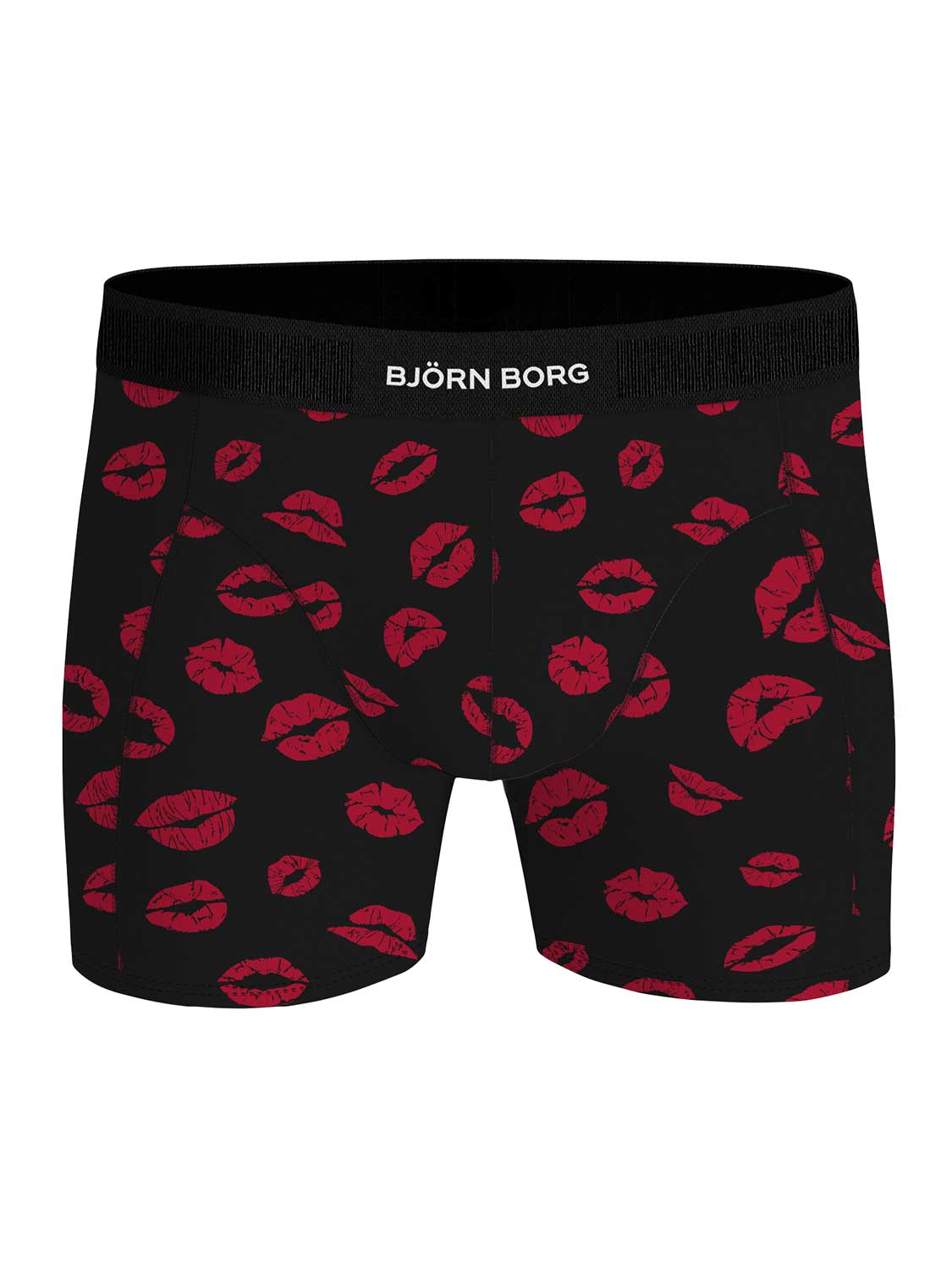 Björn Borg Cotton Stretch boxers - heren boxers normale lengte (1-pack) - zwart met rode kus - Maat: S
