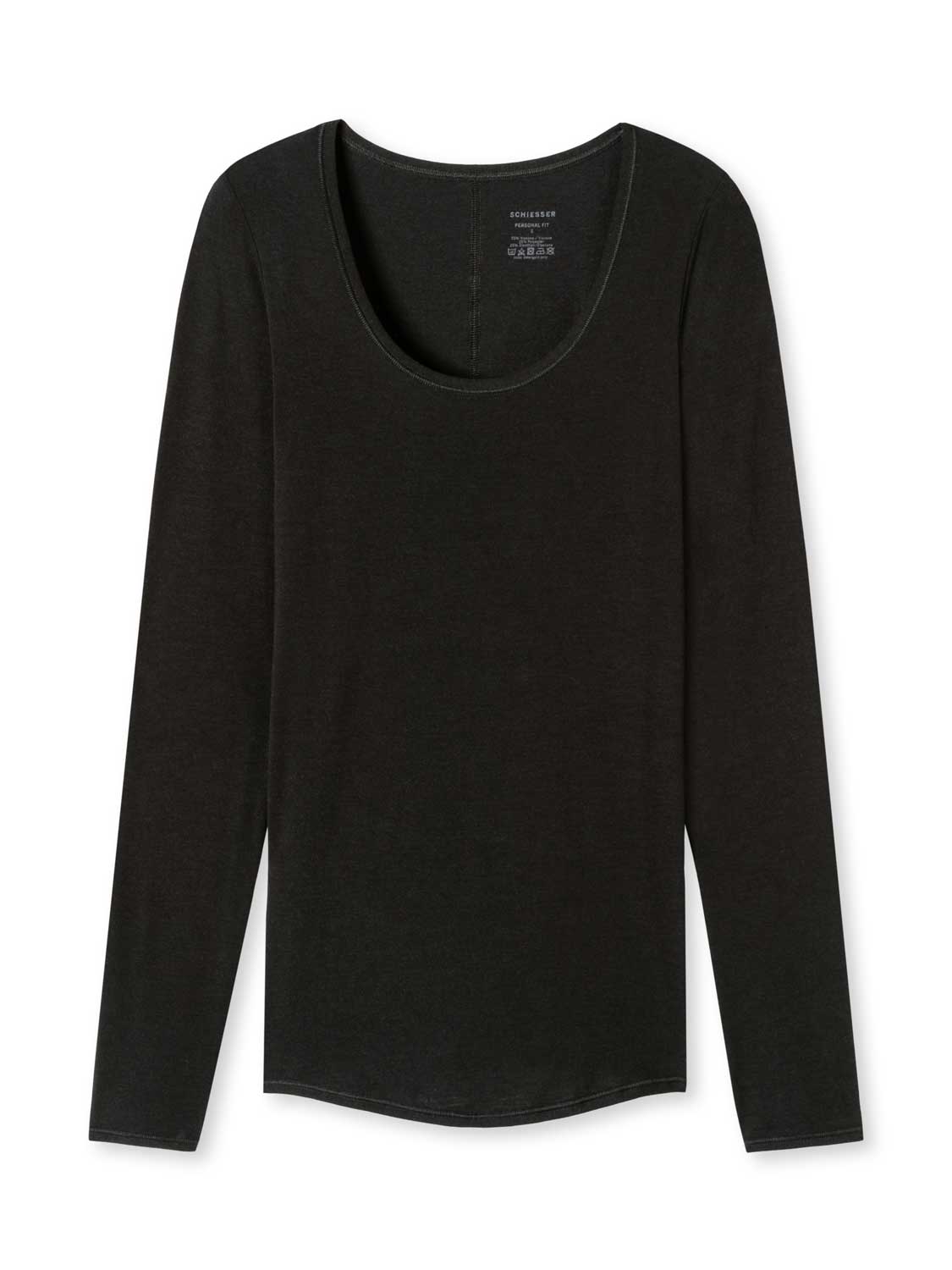 SCHIESSER Personal Fit T-shirt (1-pack) - dames shirt lange mouwen zwart - Maat: XL