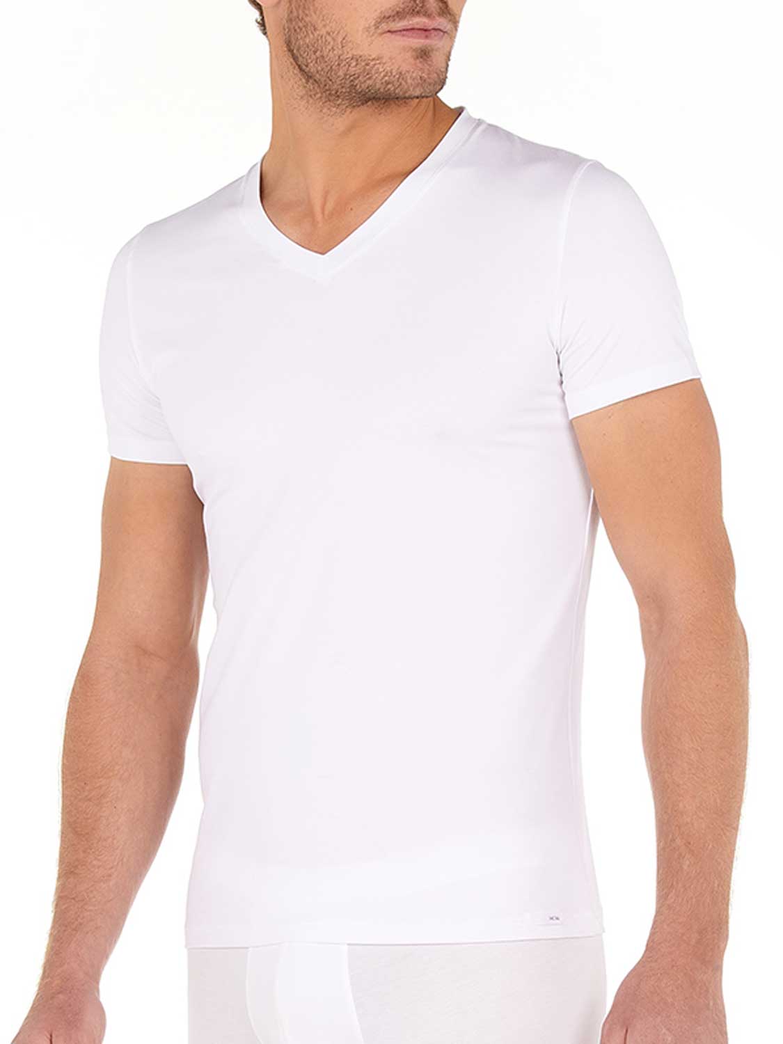 HOM T Shirt V neck Tencel Soft wit