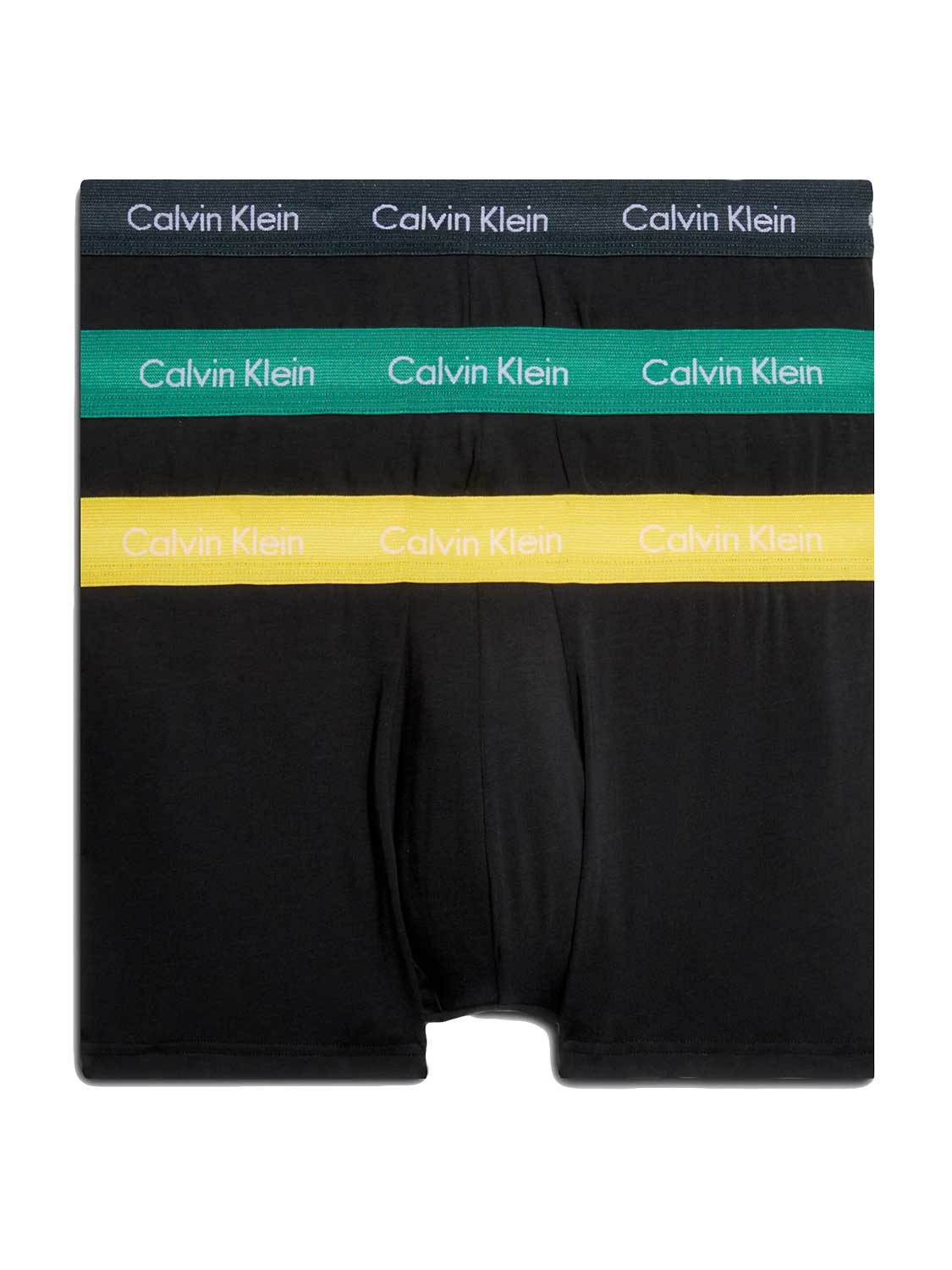Calvin Klein low rise trunks (3-pack) - lage heren boxers kort - zwart met gekleurde tailleband - Maat: L