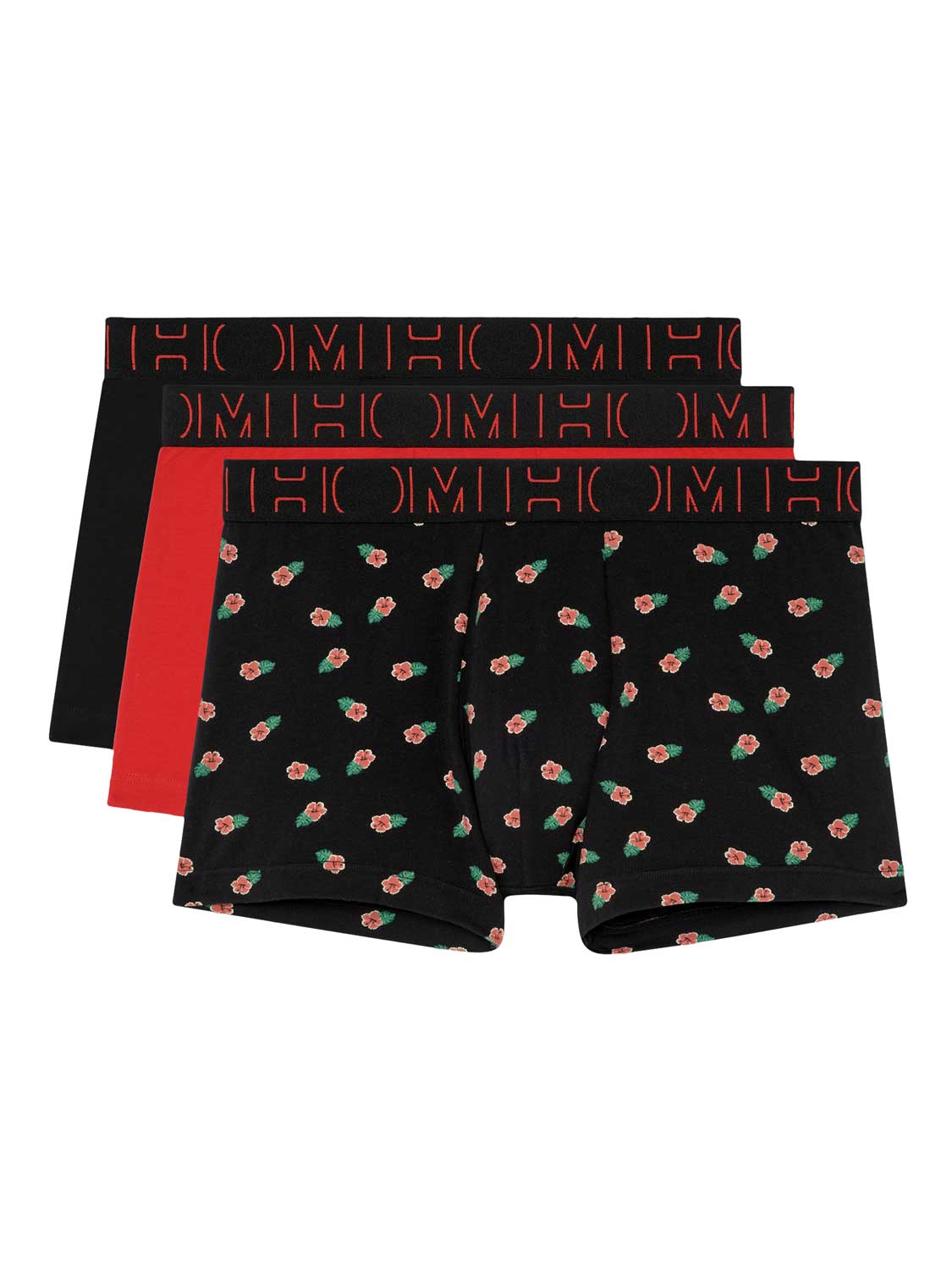 HOM 3P boxers hiro zwart & rood - XL